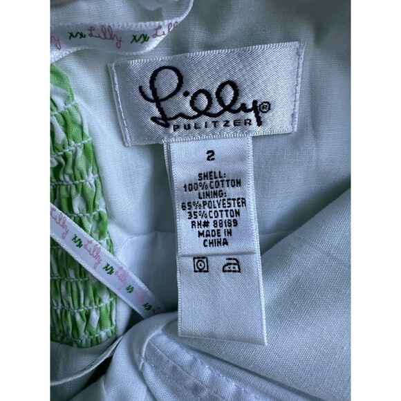 Lilly Pulitzer Green Gingham Strapless Meridian Top Scalloped Women's Size 2 - Picture 6 of 13